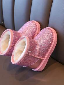 1 Pair Shiny Kids' New Snow Boots, Warm Thermal Lining, Simple Style, Cold-Proof & Anti-Slip - Pink - View 4