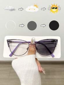 1 pièce Lunettes de mode de luxe pour femmes avec strass en forme d'œil de chat, convient pour assortir, décorer, les trajets quotidiens, la protection des yeux et l'anti-fatigue