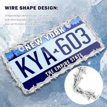 D2PCS Car License Plate Frames With Thorns ExterioPersonalized License Plate Frame With Bolts Caps For Cars Decor Unique Car Accories Licenses Plates Cover7001 - Bạc - Xem 4