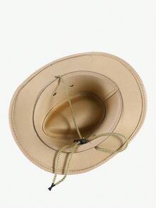 LEAJOURNO. 1pc Unisex Rope Felt Cowboy Style Outdoor Hat, Suitable For All Seasons - Apricot - View 8