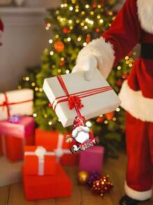 12 件复古小矮人装饰品 - 带有圣诞老人图案的木制圣诞树挂件，节日派对装饰品 - 彩色 - 查看 5