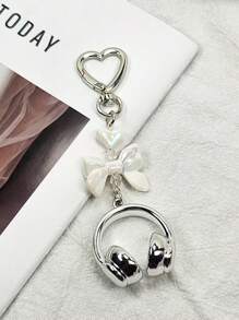 1 pièce Porte-clés écouteurs unisexe dégradé pour mélomanes, dragonne polyvalente pour téléphone, support de carte CCD cool, pendentif sac à dos étudiant, cadeau pour festival de musique, accessoire de voiture pour femmes, porte-clés pour sac