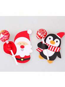 50 piezas Tarjetas de papel de Navidad, Tarjetas de papel con dibujos de Papá Noel, Tarjetas de papel con piruleta, Bolsas de regalo con pingüinos y muñecos de nieve, Decoración para fiesta de Año Nuevo, Fiesta de cumpleaños, Decoración de regalo, Tarjetas para insertar en decoración de fiesta, Decoración de Año Nuevo 2026