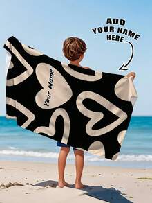 1pc Customized Bath Towel, Beach Towel, Kids Towel, Pool Towel, Bathroom Towel, Vacation Gift, Beach Essential, Outdoor Travel - Multicolor - View 1