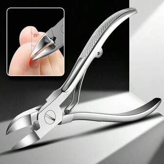 1pc Classic Style Stainless Steel Nail Clippers - Professional Thick & Ingrown Toenail Cutters For Men & Seniors, Pedicure Clippers With Super Sharp Curved Blade, Unscented Grooming Tool For Fingernails