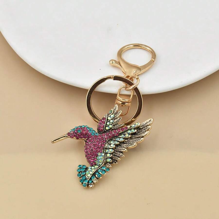 1 Peça Pingente/Enfeite de Bolsa com Beija-Flor Colorido e Strass, Moda Y2K para Mulheres