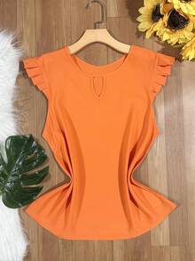 Women's Fashion Crepe Tank Top - Orange - View 1