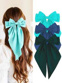 1个/2个装女士大号蝴蝶结发夹，大号蝴蝶结发卡，法式发夹，长尾蝴蝶结发饰，适合女士婚礼、派对、日常、情人节等场合，也可作为发夹、发爪、发卡使用，是学习用品、发饰、头部饰品等女性发饰的理想之选。 - 彩色 - 查看 8