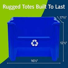 Commercial Industrial Heavy Duty Stackable OpenFront Recycling Bin Box Containers 12 Gallon 2 Pack Blue - Blue - View 5