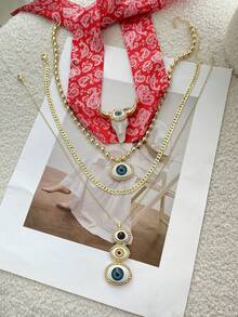 1pc Bohemian Style Creative Fashion Luxury Elegant Copper Bull Head & Eye Print Fabric Necklace, Suitable For Daily, Date, Party, Summer, Beach, Holiday, Sports, Gift For Women, Sisters, Couples (The Eyes Are Made Of Resin With Foam Backing. Please Handle With Care If You Have Concerns.) - Gold - View 7