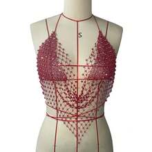 Modisches glänzendes Strass-Rückenfreies Camisole für Frauen Sexy Ausgeschnitten Durchsichtig Tiefer V-Ausschnitt Halterneck Crop Top Party Tanktop