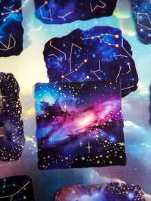 Conjunto de adesivos com tema romântico de céu estrelado, 10 unidades/pacote, adequado para presentes, escritório, casa, marcação, etiquetas, salas de aula, brinquedos, diários de estudantes, materiais criativos para decoração vintage faça você mesmo