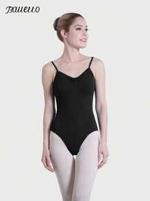 balletto Dance Workout Jumpsuit For Performance Practice, Adjustable High Waist Straps, V-Neck Front And Back, Adult Body-Shaping Leotard - Black - View 7