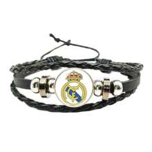 1pc Football Club Crystal PU Leather Bracelet For Men & Women Sports Fans