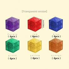 Juego de bloques de construcción magnéticos - Cubos sensoriales STEM, adecuados para niños, mis bloques de rompecabezas magnéticos, juguetes de regalo de cumpleaños de Halloween y Navidad (estilos de patrones de colores aleatorios) Juguetes de bloques de construcción magnéticos para preescolar, juguetes de bloques de construcción translúcidos, adecuados para niños y niñas de 3 a 6 años, juguetes sensoriales Montessori STEM magnéticos para preescolar