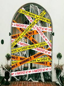 Decoraciones de Halloween, Cinta de precaución de 3 pulgadas x 90 pies, decoraciones de fiesta de Halloween para interiores para casas embrujadas, fiestas, puertas, áreas de peligro (3 piezas)