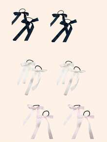 6 件女士时尚多色蝴蝶结发圈、芭蕾舞者丝带发带、简约发带、甜美发饰、丝带仙女辫子、适合日常使用、可爱、马尾辫夹、发圈、发绳、弹性发带、居家美容女士配饰礼品、头饰 - 彩色 - 查看 1