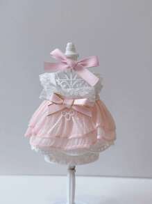 1-5件拉布布连衣裙，粉色蝴蝶结可爱公主裙，拉布布镜片眼镜，拉布布靴子，拉布布配饰，适合大多数娃娃