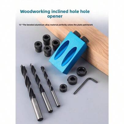 15 درجة أزرق جيج ثقب الجيب للنجارة، مجموعة 14 قطعة محمولة من جيج ثقب الجيب للنجارة