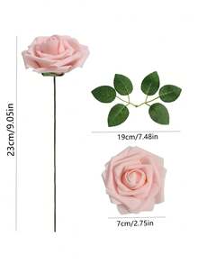 Artificial Flower Roses, 7/12/17/22/27pcs Real Touch Fake Foam Roses For Valentines Day DIY Bouquets Wedding Party Baby Shower Home Decorations - Pink - View 6