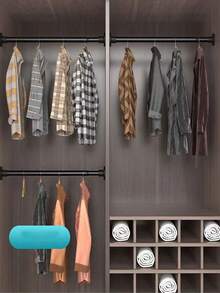 1pc Adjustable Stainless Steel Closet Rod, Extendable Bathroom Towel Bar, Clothing Rack, Curtain Rod, Wardrobe Hanging Rod, Extendable Shower Curtain Rod, Balcony Rod - No Drilling Required, Suitable For Curtains, Doors And Bedroom Items - Multicolor - View 8