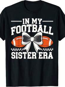 Football Sister Game Vibes Sunday Tailgate Cotton T-Shirt - 黑色2 - 查看 1