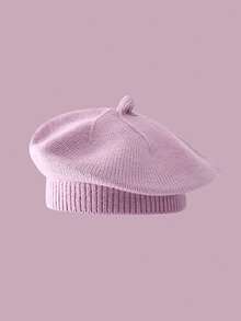 1pc Children's Solid Color Versatile Beret Hat, Adorable & Stylish Knitted Beanie For Infant Toddler, Suitable For Autumn/Winter Daily Wear - 1PC - View 27