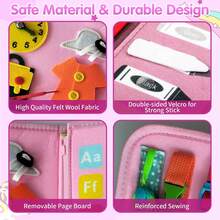 Montessori Busy Board Toys, Sensory Board For Toddlers, Travel Felt Busy Book For Airplane Car, Activity Busy Mat For Learning Fine Motor Skills Suits Boys Girls Birthday Gifts - Nhiều màu - Xem 8