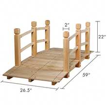 5' Wooden Bridge Stained Finish Decorative Solid Wood Garden Pond Arch Walkway - Original Wood Color - View 10