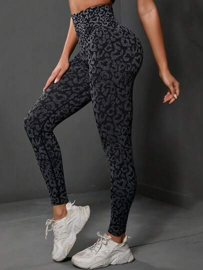 Leggings deportivos de gimnasio con estampado de leopardo, pantalones ajustados de yoga de cintura alta para entrenamiento y correr, ropa deportiva para mujer