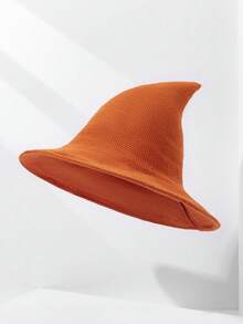 1 chiếc mũ phù thủy đan phong cách Châu Âu & Mỹ, mũ lưỡi trai nhọn hình phù thủy Halloween, có thể gấp lại, mặt hàng xuyên biên giới phổ biến, mũ xô trang trí Halloween mùa thu/đông, trang phục mùa đông - Nhiều màu - Xem 8