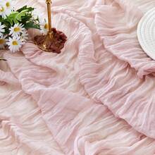 6 Stücke Set hellblaue Tischdecke Ostern grobe Gaze Tischdecke 160 Zoll Boho rustikale transparente blaue Küsten Tischdecke 4 m, geeignet für Halloween, Weihnachten, Hochzeit, Party, Babyparty, Brautparty - grau rosa - Übersicht 7