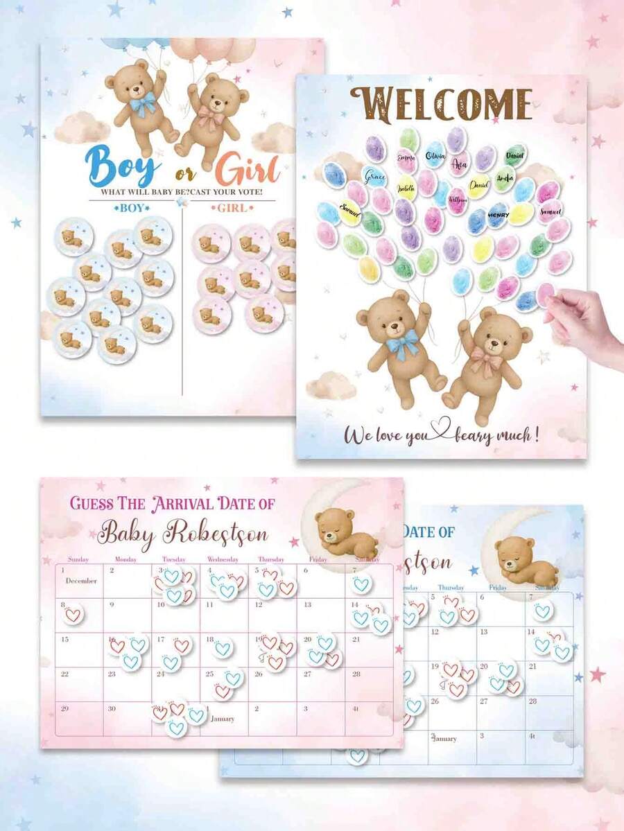 Geschlechts-Enthüllungs-Partyspielposter, Duschutensilien, Atmosphärendekoration, Requisiten, Mutterschaftskalender-Schild für Jungen oder Mädchen, Jahrestags-Geschenkparty-Dekoration, Gästebuch-Aufkleber, Geburtstags-Party, Hochzeitsgeschenk, Bridal-Shower-Party, Abstimmungsposter, Heimparty, Ankunftsdatum