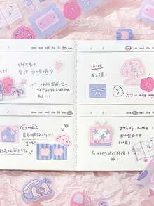 1 لفة شريط لاصق من البولي إيثيلين المثقب، سلسلة السيمفونية الخفيفة للملح، ملصقات مخطط ذات موضوع بسيط للملح، مناسبة لديكور مفكرة الطالب