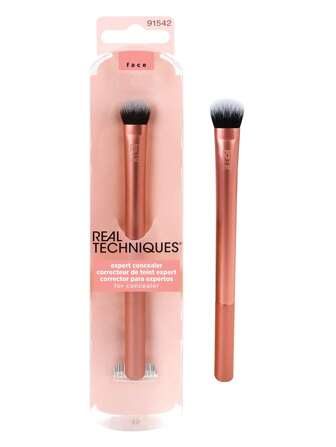 Real Techniques Pincel de maquillaje para corrector Real Techniques Expert, para ocultar ojeras y cubrir imperfecciones, para mezclar correctores líquidos y en crema, ilumina los círculos oscuros, regalo de Navidad, 1 pieza