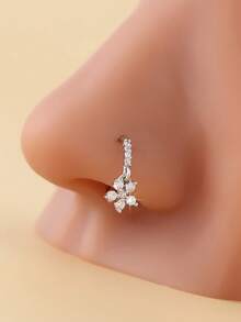 1 peça de piercing de nariz com pingente floral, joia de piercing feminina elegante e sexy, adequada para uso casual ou como presente, adorável piercing de nariz