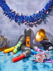 6pcs Inflatable Microphone, 9.4 Inch Inflatable Plastic Fake Microphone Prop Toy, Suitable For Musical, Concert, Karaoke, 80s 90s Party, Cosplay, Stage Decoration - Multicolor - View 4
