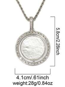 DUBSS 1 件装法棍形旋转定制照片项链吊坠，男士镀金嘻哈饰品 - 圓形 - 查看 2