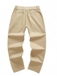 Relaxed Fit Straight Leg Pants For Men, 1-Pack | Breathable Business Casual & Everyday Trousers In Dark Gray/Black | Loose Fit Comfort For Office, Commute & Home - Màu Khaki - Xem 7