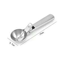 1pc Stainless Steel Ice Cream Scoop, Perfect For Frozen Yogurt, Multi-Functional Ice Cream Scoop, Stainless Steel Double Use Scoop, Non-Stick Ice Cream Scoop With Comfortable Anti-Frost Handle, Heavy Duty Metal Ice Cream Scoop With Trigger, Sturdy Stuffing Scoop, Home Ice Cream Tools Scoop, Easy To Clean, Suitable For Ice Cream, Cookie Dough, Sorbet, Almond, Ideal For Kitchen, Dessert Shop And Western Restaurant. Back To School - Silver - View 7