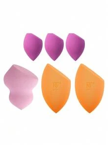 Real Techniques Miracle Complexion Assorted Beauty Sponges Makeup Blender, For Blending & Sculpting, Full Coverage, Professional Makeup Tool, Cruelty Free, Vegan, Latex Free, 6 Piece Sponge Set - Orange - View 2