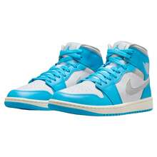Nike Air Jordan 1 Mid Dark Powder Blue White Grey BQ6472-400 Women Fashion Sneakers New Vintage-Spring Summer-Inspired Running Shoes, Shock-Absorbing Comfort, Gym To Streetwear-Back To School - Powder Blue and White - View 4