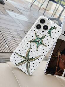 1 件简约海星圆点图案防水防震防滑 TPU 二合一软手机壳保护套适用于苹果手机 - 彩色 - 查看 3