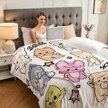 1PC Creative KPOP SKZOO Pattern Flannel Blanket, Machine Washable, Soft And Comfortable Flannel Blanket, Lightweight Wool Blanket, Comfortable Air Conditioning Blanket, Home Decoration, Suitable For Four Seasons, Friend Gift, Suitable For Sofa, Bed, Car, Office, Camping, Travel, Outdoor, Suitable For Giving To Family And Friends.The Perfect Gift For Sons, Daughters, Grandmothers, Grandfathers, Fathers, Mothers, Uncles, And Aunts - 彩色 - 查看 12