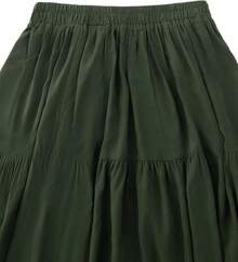 Women's Summer Long Flowy Renaissance Skirt With Pockets - Boho High Waist A-Line Maxi Skirt,Vacation Outfits Women,Valentine Outfits For Women,Street Photography - 軍綠色 - 查看 3