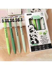 4 Stücke kreative Cartoon neutrale Stifte, süße Kapibarasan Panda Kugelschreiber, schnell trocknende Schüler Druckknopfstifte