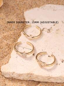 1PC/3PCS Sparkly Golden Toe Ring Set – Heart Star Crown Shapes Dainty Adjustable Foot Jewelry For Women Summer Beach Wear