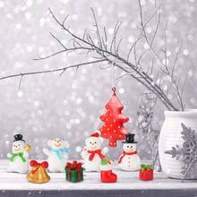 12 Pcs Christmas Miniature Figurines, Mini Christmas Ornaments Kit Resin Santa Claus Snowman Reindeer Christmas Tree Decoration For Xmas Goodie Bag Fillers Crafts DIY Snow Globe Dollhouse Garden Landscape Party