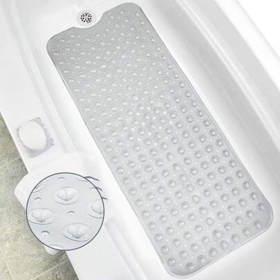 Lislark Non Slip Bath Mat For Tub, 100x 40cm Extra Long Shower Mat Anti Mould, Machine Washable Bathroom Bathtub Mat With Suction Cups, Soft On Feet,