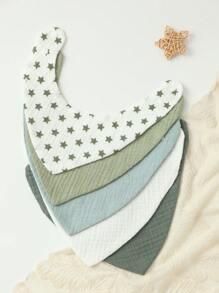 Benxoine Set de 5 baberos para bebé, baberos de muselina súper suaves y ajustables para babeo, adecuados para bebés niños y niñas, recién nacidos